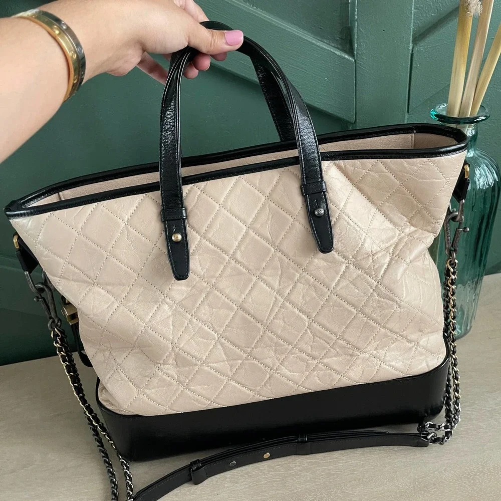 EUC Chanel Gabrielle Large Tote Beige Black - Picture 12 of 12